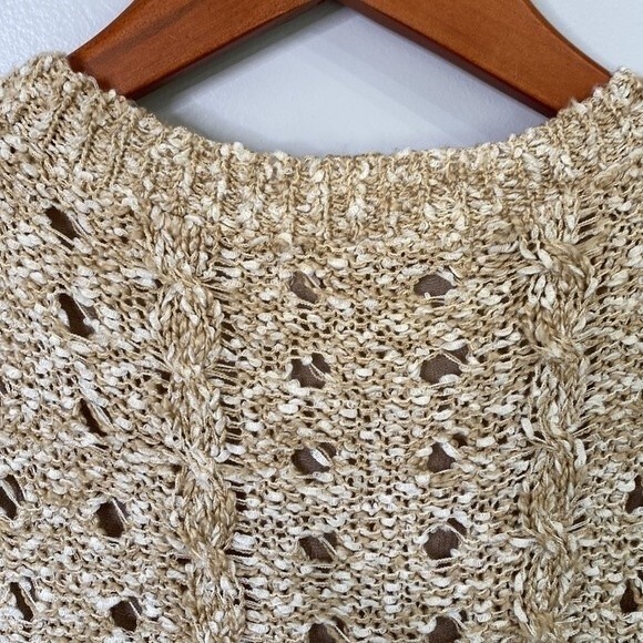 Anthropologie Eri + Ali Ruffle Mixed Media Sweater Layer Long Sleeve Loose Knit - Picture 6 of 16